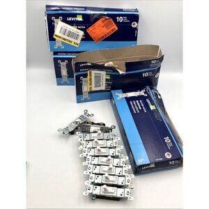 Leviton 15 Amp Single-Pole Switch, White (10-Pack) lot of 4 missing one